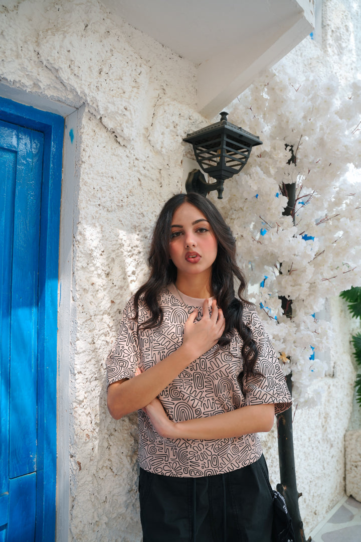 Blush Outline Crop Drop