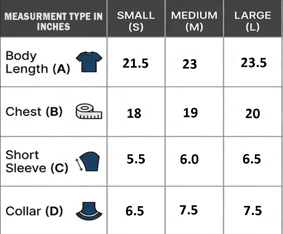 Size chart for Chestnut Slim Polo