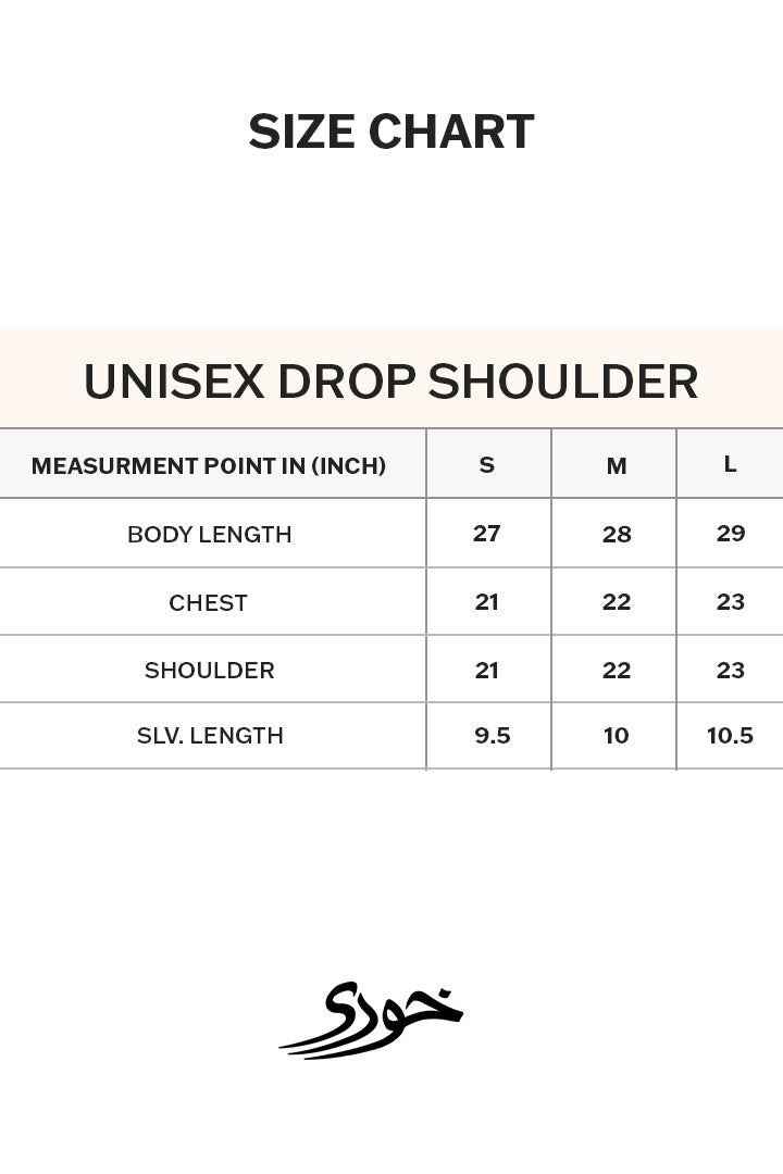 Size chart for Flight Mode Drop Shoulder Tee