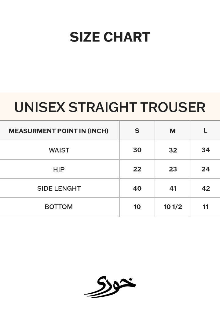 Size chart for Graphite Cargo