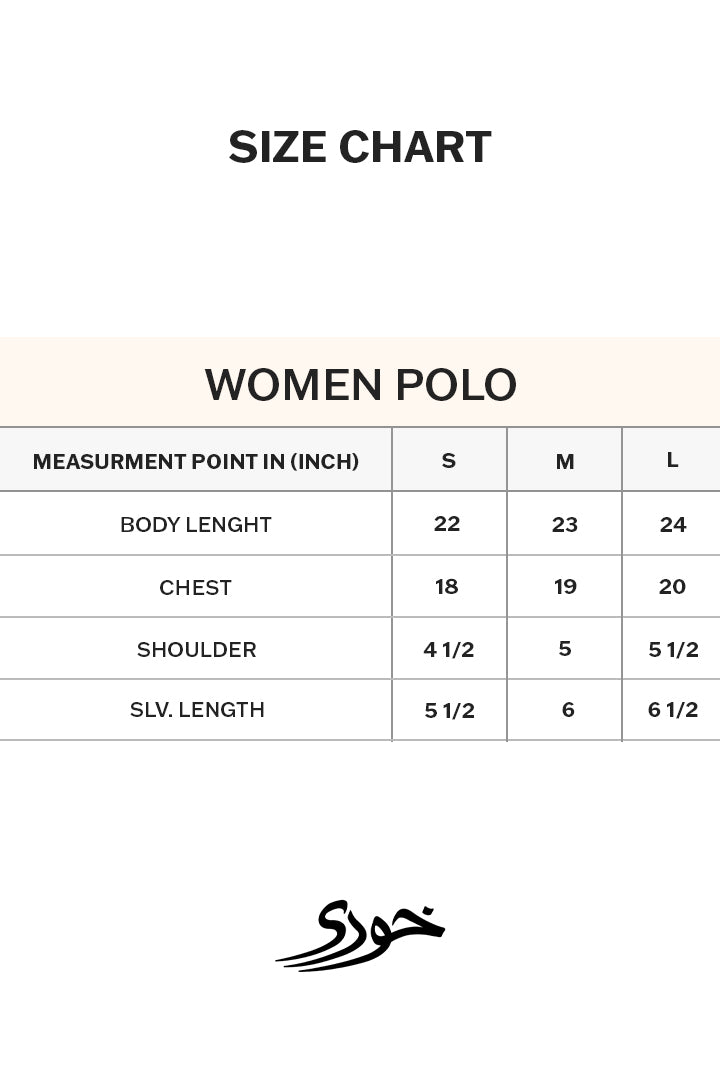 Size chart for Soft Rose Polo