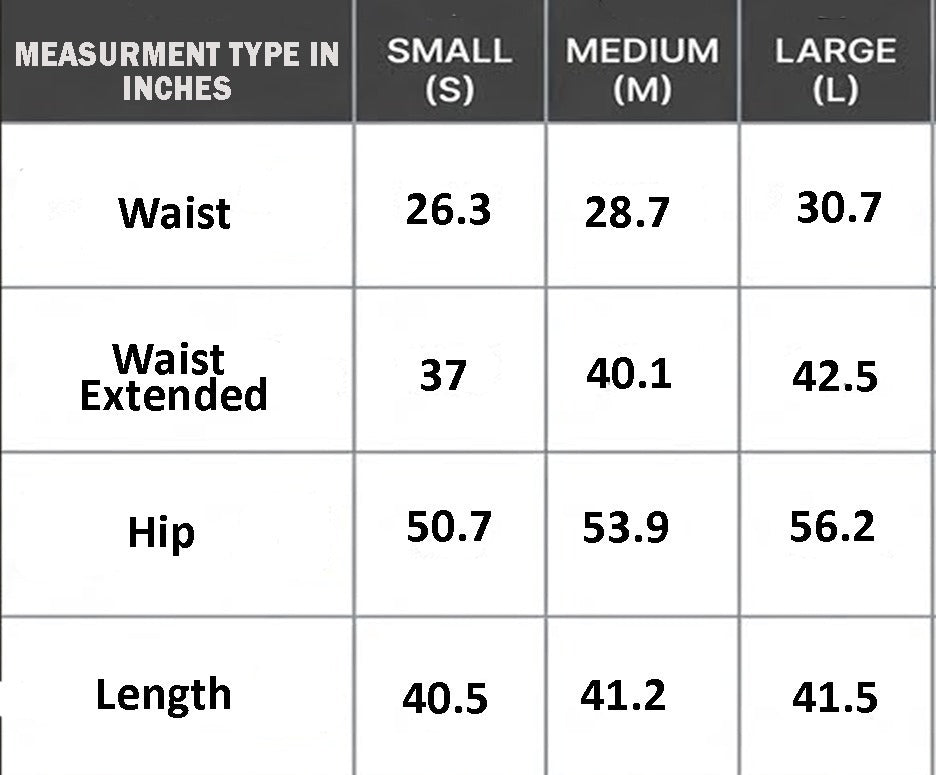 Size chart for Eco Wash Balloon Pants